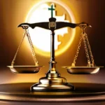 A dynamic image depicting a balance scale with a religious symbol on one side and a dollar sign on the other, symbolizing the delicate balance between religion and capitalism. - Religion Capitalism Coexistence