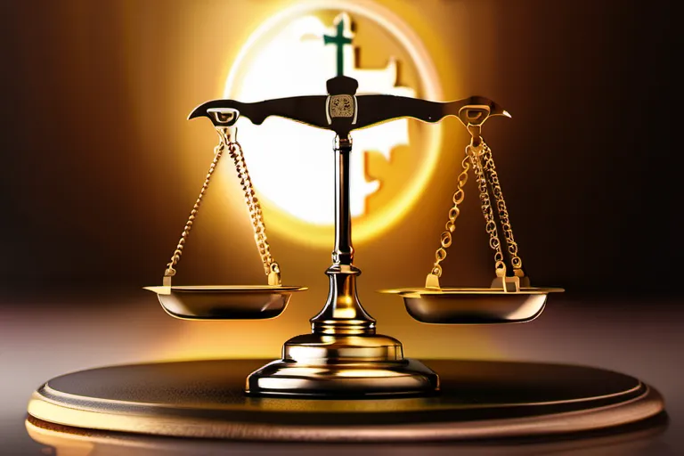 A dynamic image depicting a balance scale with a religious symbol on one side and a dollar sign on the other, symbolizing the delicate balance between religion and capitalism. - Religion Capitalism Coexistence