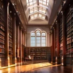 A serene image of a library, symbolizing the intersection of knowledge and faith. - Science and Religion Coexistence