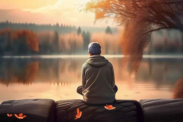 A thoughtful individual contemplating life's mysteries in a serene outdoor setting. - existential questions, philosophy, psychology, sociology, religion