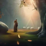 A mystical forest scene with a druid standing before an ancient stone circle. - Celtic Paganism