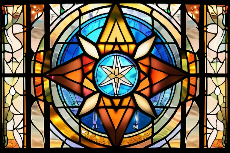 A stained-glass window with a seven-pointed star, symbolizing the seven Unitarian principles. - Unitarian Church Beliefs