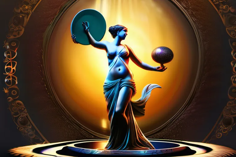 A playful, surreal image featuring symbols associated with Discordianism, such as the Eris discobolus (the goddess Eris holding a frisbee), and elements of chaos and humor. - Discordianism