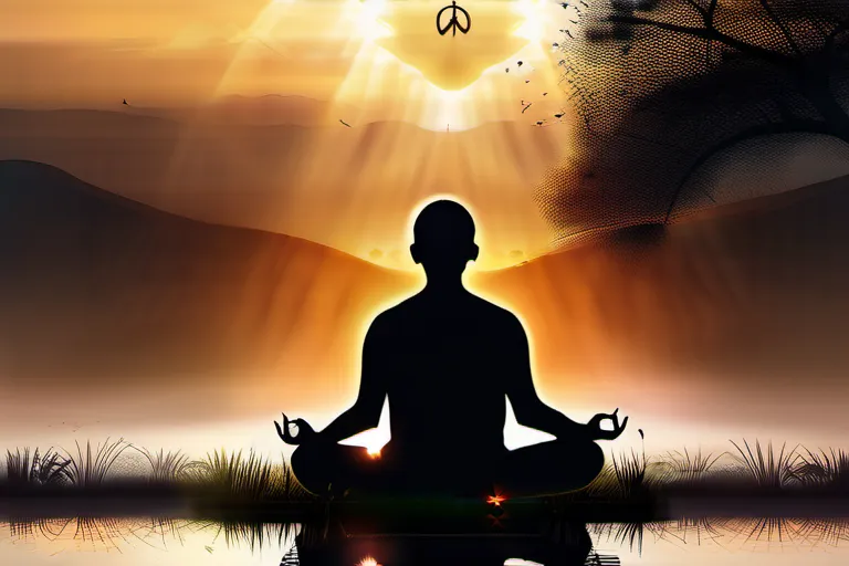 A serene image of a person meditating in a peaceful setting, symbolizing the inner peace that can be achieved by overcoming envy. - envy, religion, spirituality, inner peace