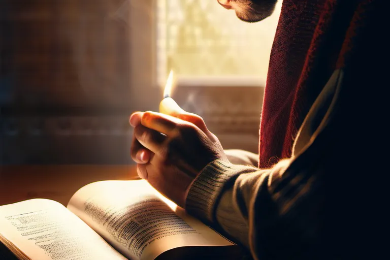 A serene image of a person praying with a Bible, symbolizing seeking guidance from God. - discern God's will