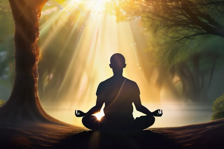 A serene image of a person meditating in nature, surrounded by trees and sunlight, symbolizing inner peace and self-discovery. - spiritual growth