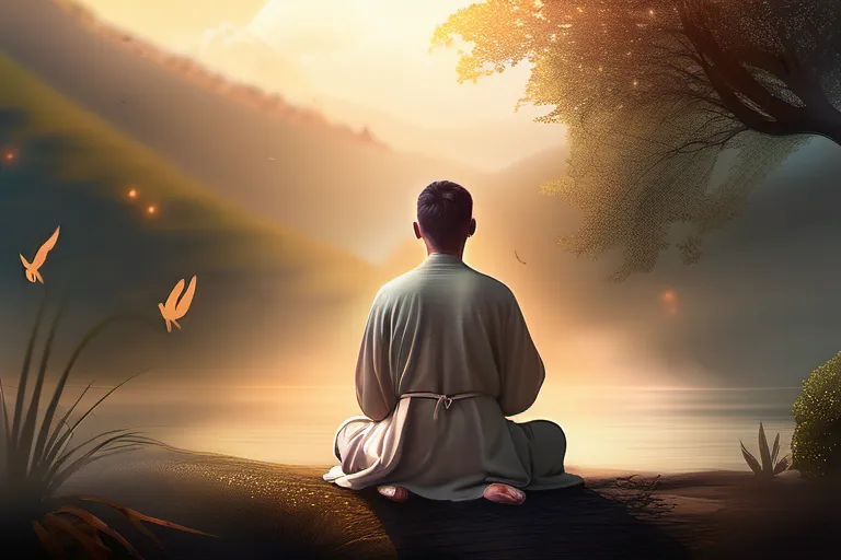 A serene image of a person praying in a peaceful, nature-filled setting, symbolizing the journey towards faithfulness and spiritual growth. - faithfulness, spiritual growth, devotion