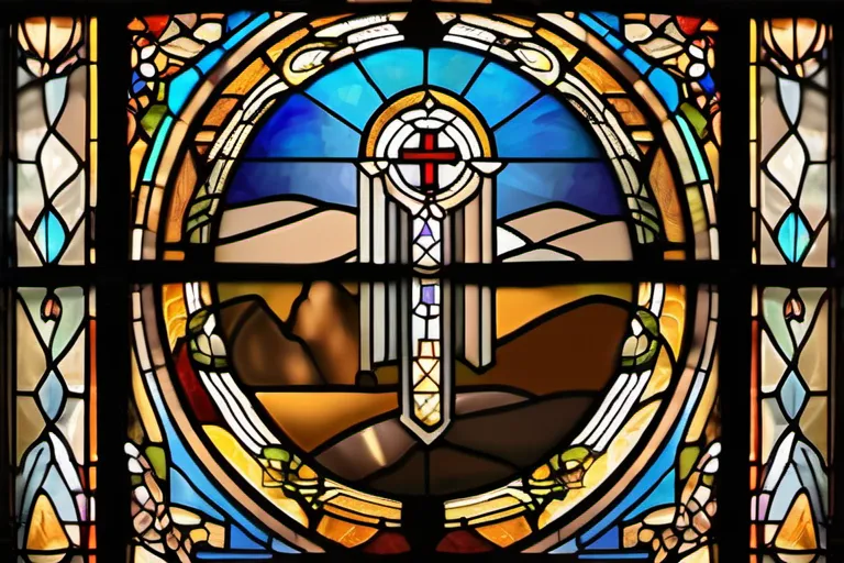 A stained-glass window depicting both Jesus and Jewish symbols, symbolizing the intertwined histories of Christianity and Judaism. - Jesus in Judaism