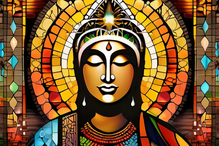 A vibrant, multicultural mosaic representing the interconnectedness of spiritual beliefs and modern religious practices. - spiritual beliefs impact modern religious practices