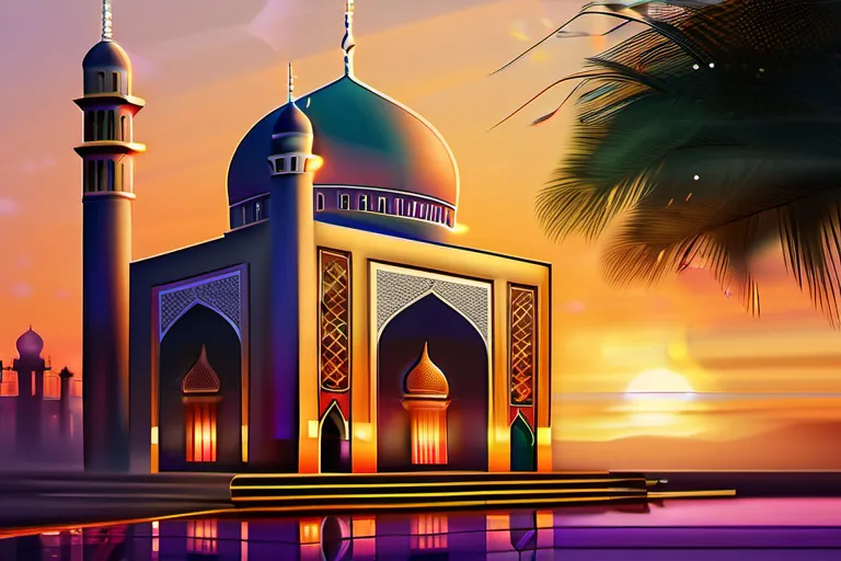 A vibrant mosque at sunset, symbolizing the growth and impact of Islam on contemporary religious practices. - Islam Growth Impact 2022