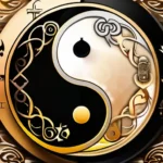 A dynamic, balanced image showcasing the Yin and Yang symbols intertwined with modern religious symbols. - Yin Yang Influence