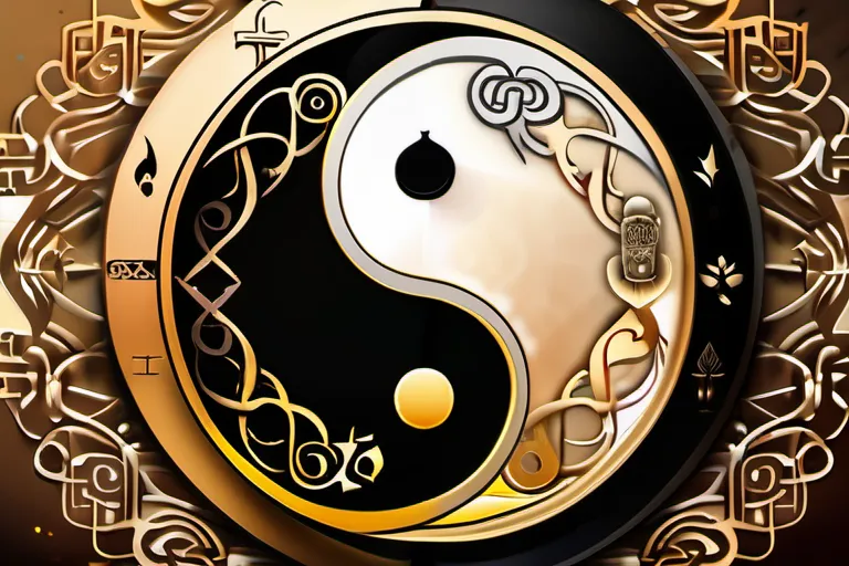 A dynamic, balanced image showcasing the Yin and Yang symbols intertwined with modern religious symbols. - Yin Yang Influence