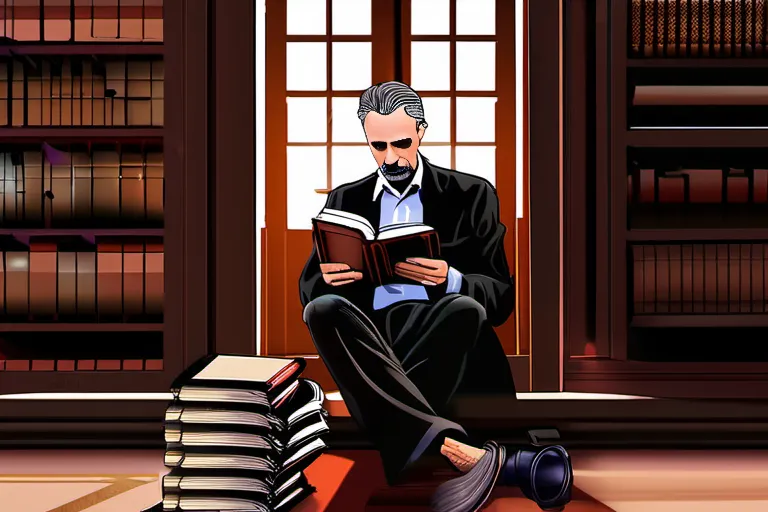 An image depicting a thoughtful Jordan Peterson with a book titled 'Religion' in the background. - Jordan Peterson Religion