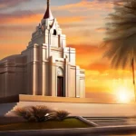 A serene image of a temple with the sun setting behind it, symbolizing the enduring nature of Mormon faith. - Mormon Doctrine