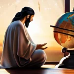 A thoughtful individual contemplating a globe with various religions represented. - religious exclusivism