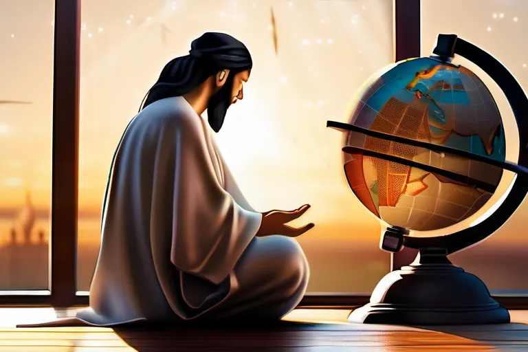 A thoughtful individual contemplating a globe with various religions represented. - religious exclusivism