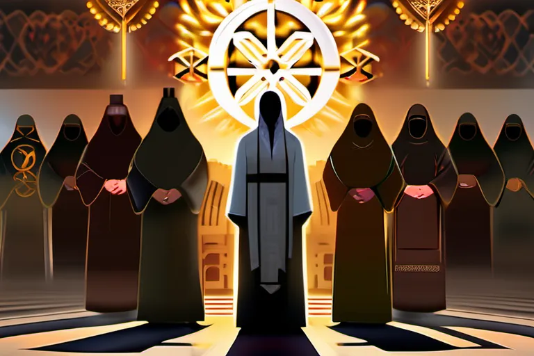 A dynamic image showing a diverse group of people standing together against a backdrop of various religious symbols, symbolizing unity in the face of religious extremism. - religious extremism