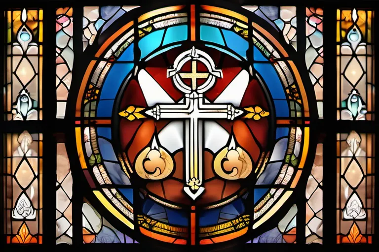 A serene image of a stained-glass window depicting various religious symbols, symbolizing the diverse perspectives on the topic. - God's Existence