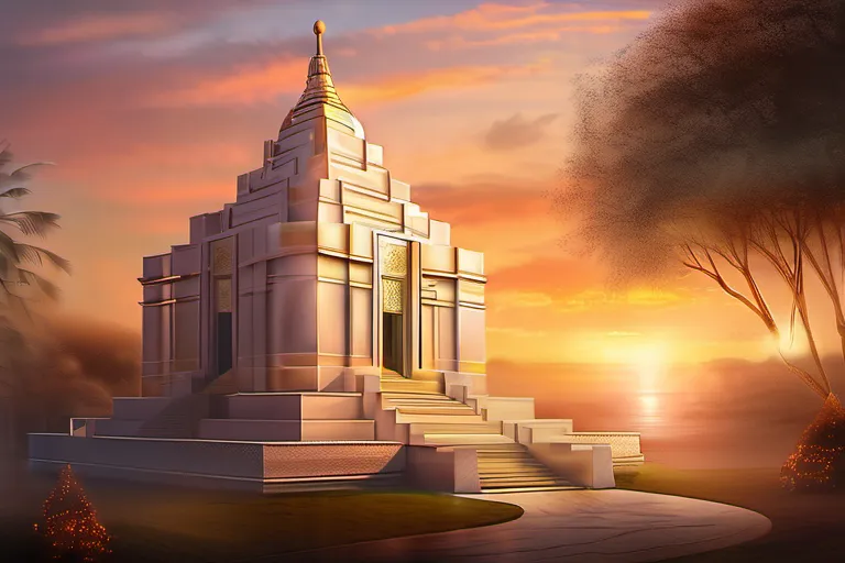 A serene image of a temple at sunset, symbolizing the spiritual journey of understanding Elder Mormon principles. - Elder Mormon Principles