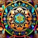 A colorful, intricate mandala representing the interconnectedness of the six major world religions. - world religions