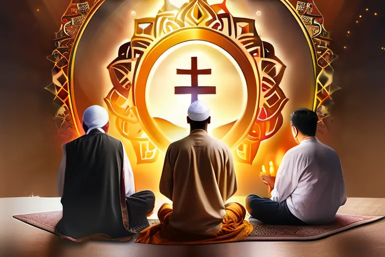 A visually appealing cover image featuring a diverse group of people representing the three religions in a harmonious setting. - Islam, Buddhism, Christianity, fastest growing religions