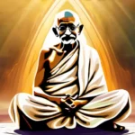 A serene image of Mahatma Gandhi meditating, symbolizing his deep spiritual connection. - Mahatma Gandhi religion comparison