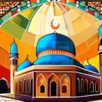 A vibrant mosaic depicting a mosque, church, temple, and gurdwara symbolizing the diversity of world religions. - Islam vs Other Religions