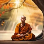 A serene image of a Buddhist monk meditating under a tree, symbolizing wisdom and enlightenment. - Four Noble Truths