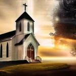 A serene image of a church with a cross and the words 'Church of God' subtly incorporated. - Church of God beliefs