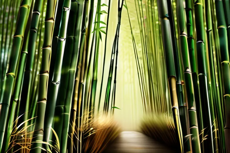 A serene image of a bamboo forest, symbolizing growth, flexibility, and resilience, representing the principles of Daoism. - Daoism beliefs