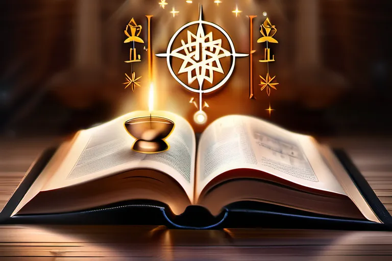 A serene image of an open book with pages representing various religions and scientific symbols. - Religious Science Teachings