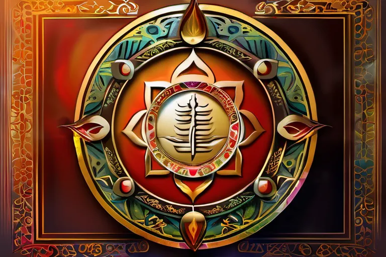 A vibrant, intricate image depicting the symbol of Asha Vahishta, representing truth, righteousness, and harmony in Zoroastrianism. - Zoroastrianism Teachings