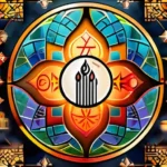 A colorful mosaic of symbols representing various non-Muslim religions. - non-Muslim religions