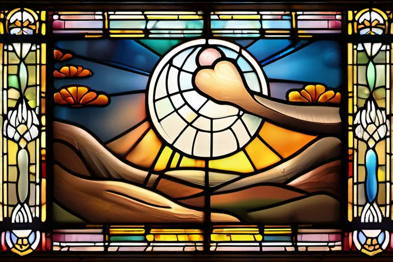 A stained-glass window depicting the creation of the world, symbolizing the origins of God in Christianity. - Christian Origins