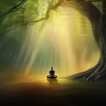 An image depicting a serene forest with a solitary figure meditating under a tree, symbolizing the connection between nature and spirituality. - spirituality, spiritual but not religious, origins