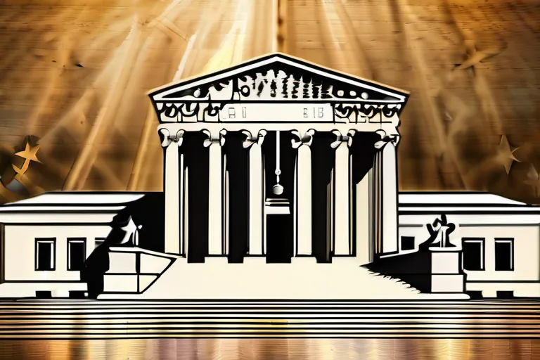 A historical image of the United States Supreme Court building, with a superimposed overlay of a religious symbol representing the complex relationship between the court and religion. - Supreme Court Religion History