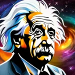 A thoughtful image of Albert Einstein with a cosmic background representing his profound thoughts on the universe and spirituality. - Albert Einstein spirituality