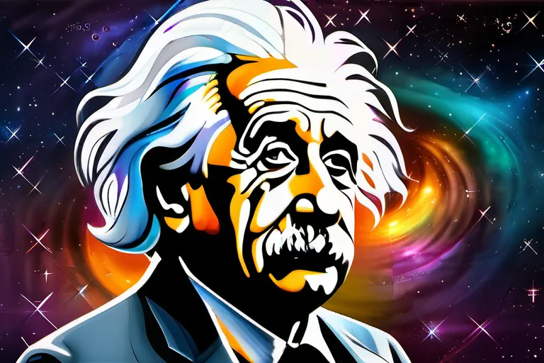 A thoughtful image of Albert Einstein with a cosmic background representing his profound thoughts on the universe and spirituality. - Albert Einstein spirituality