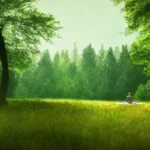 A serene forest scene with a solitary figure meditating under a tree, symbolizing the connection between nature and personal spiritual growth. - spiritual but not religious