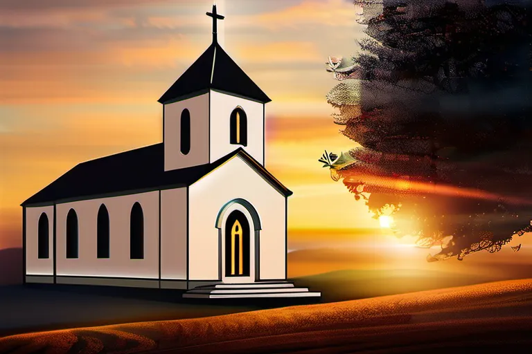 A serene image of a church at sunset, symbolizing the intersection of spirituality and life in Nicene Christianity. - Nicene Christianity, Spirituality, Life