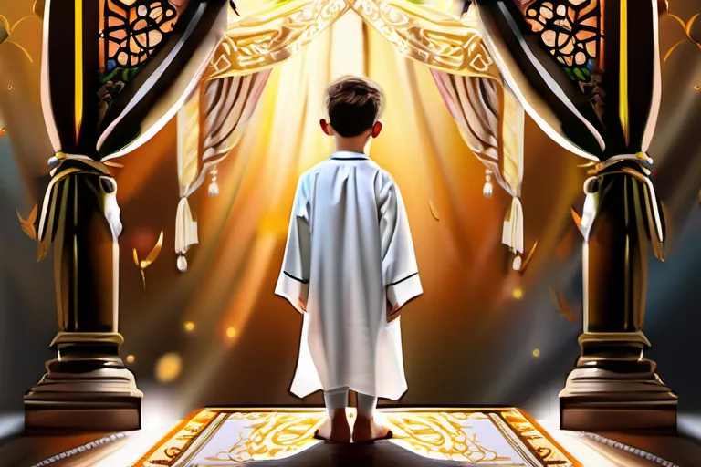 A vibrant image of a young boy in traditional Jewish attire standing under a beautiful chuppah. - Bar Mitzvah Guide