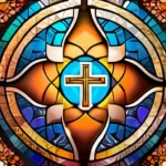 A colorful mosaic of various Christian symbols representing different denominations. - Christian Denominations