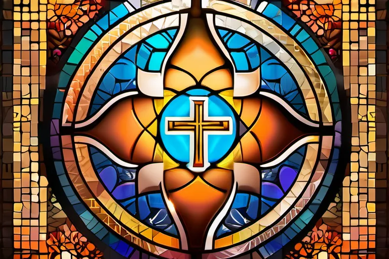 A colorful mosaic of various Christian symbols representing different denominations. - Christian Denominations