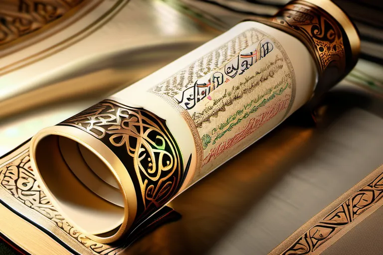 A beautifully illustrated image of a scroll or book representing Hadith with Islamic calligraphy and intricate patterns. - Hadith Islam