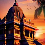 A visually appealing cover image featuring a stunning, intricately carved Hindu temple against a vibrant sunset backdrop. - Hindu temple architecture