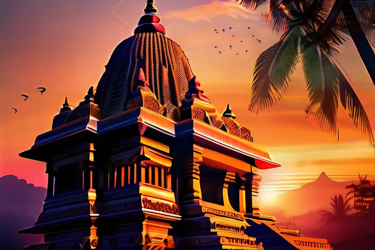 A visually appealing cover image featuring a stunning, intricately carved Hindu temple against a vibrant sunset backdrop. - Hindu temple architecture