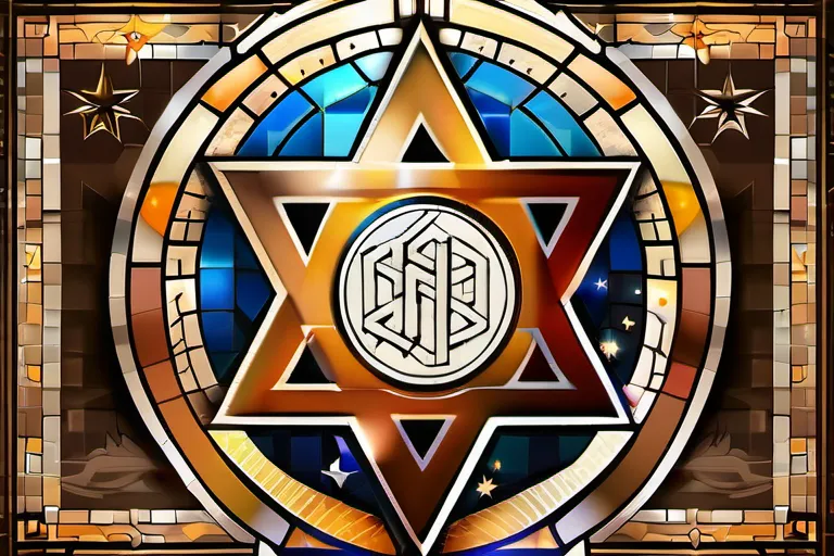 A mosaic depicting the three major Abrahamic religions' symbols: Star of David, Cross, and Crescent Moon. - Abrahamic Religions