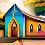 A vibrant, colorful image of an African church with a welcoming congregation. - African Churches Near Me