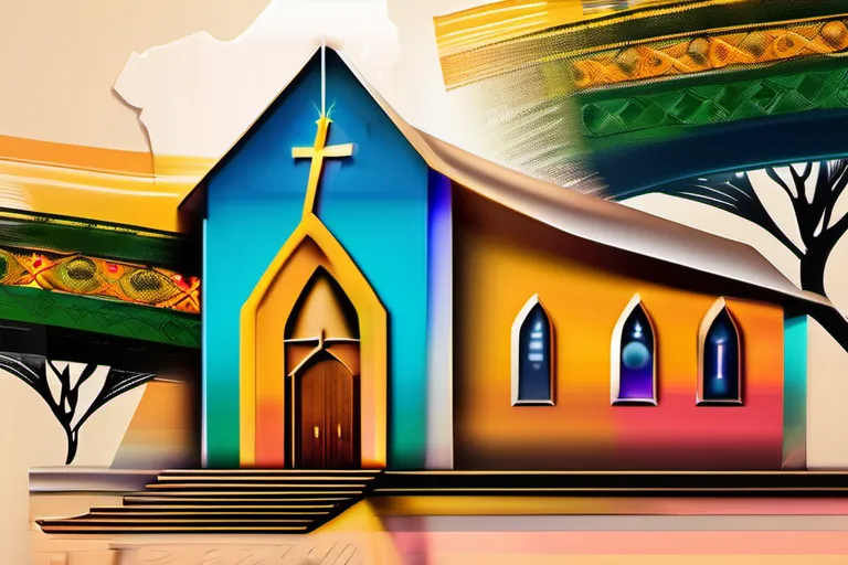 A vibrant, colorful image of an African church with a welcoming congregation. - African Churches Near Me