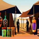 An image depicting a vibrant West African marketplace with traditional Voodoo symbols. - African Voodoo